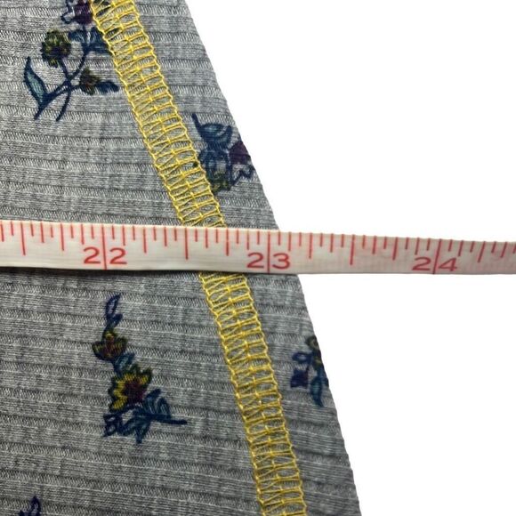 Discreet Gray Blue Floral Ribbed Hoodie Medium Drawstring Whimsigoth Grunge - Picture 6 of 6